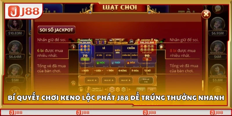 Bí quyết chơi Keno lộc phát J88 để trúng thưởng nhanh